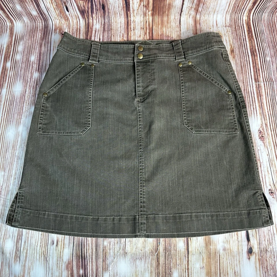 Falda vaquera Kuhl STIRR ADVENTURE talla 12 verde oliva hasta la rodilla 33x18,5 Foto 1 de 4