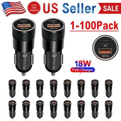 LOTE USB PD Tipo-C Cargador Coche Adaptador Carga Rápida Para iPhone 14 13 12 Pro Max Foto 1 de 4