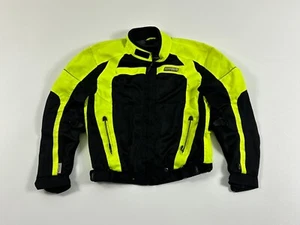 Olympia Moto Sports Jacket Men’s Small Yellow Motorcycle Reflective Suit Pockets - Picture 1 of 15