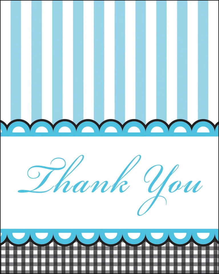 Blue Thank You Cards Boy Baby Shower Baby Feet Blue and black Thank You 8ct - Image 1 of 1