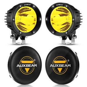 Auxbeam 4" Amber Led Spot Light Pods Driving Lamp + Cover For Polaris Ranger XP - Foto 1 di 12