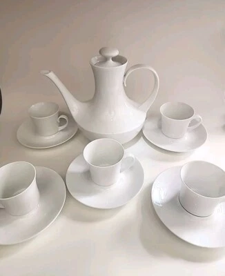 VTG Block Bidasoa Coffee/  Teapot Set w/ 5 Demitasse Cups with Saucers. Perfect! - Image 1 of 4