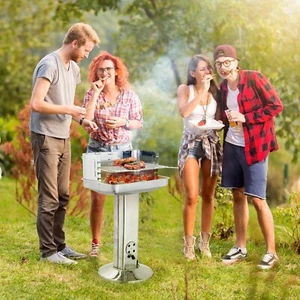 Edelstahlsaulengrill Camping Standgrill Saulengrill Holzkohlegrill Trichtergrill - Bild 1 von 7