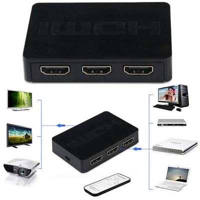 Concentrador de conmutador HDMI de 3 puertos de 2,5 Gbps para proyectores digitales receptores de A/V conjunto de caja superior Foto 1 de 2