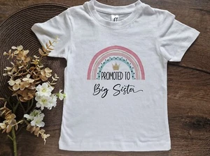 Rainbow Big Sister Announcement shirt Future Sibling Gift Any language Tee - Picture 1 of 5