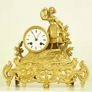 Wunderschöne Goldfarbene Kamin Uhr ca 1860 - Bild 1 von 1