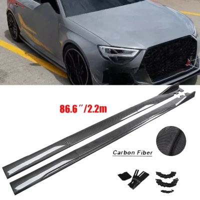 For Audi A3 Quattro 86.6" Carbon Style+Side Skirts+Rocker Panel Lip Foto 1 de 4