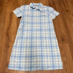 Vineyard Vines Mädchen blau weiß kariertes Hemdkleid leicht trockene Passform Größe 14 - Bild 1 von 9