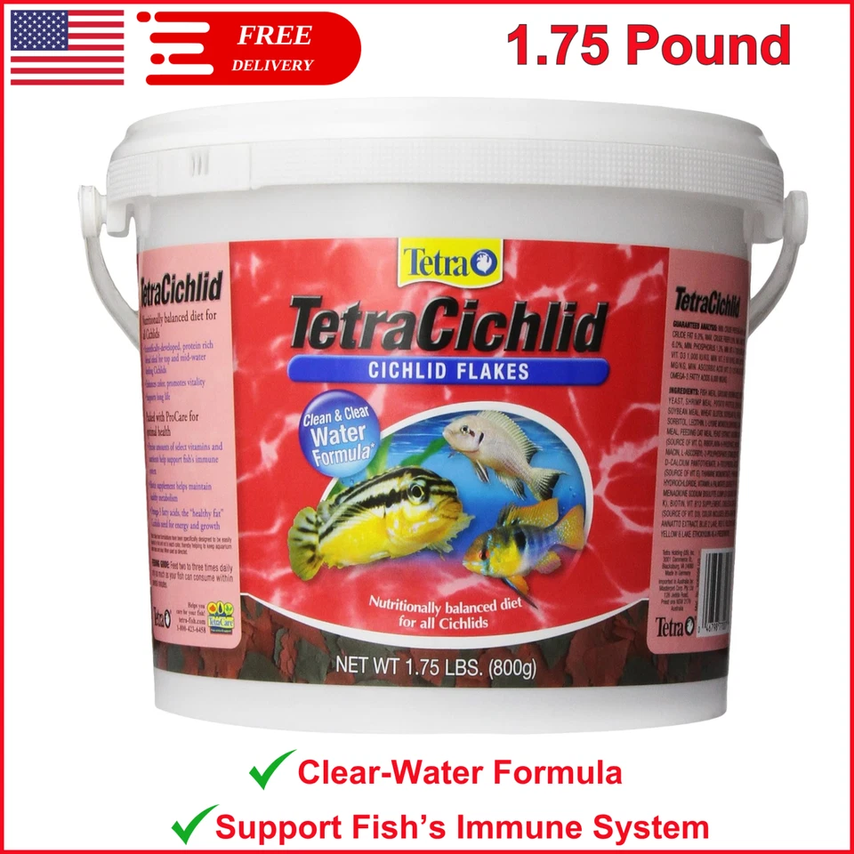 TetraCichlid Cichlid Flakes 1.75 Pounds - Fish Food, Clear Water Advanced Form - Image 1 of 4