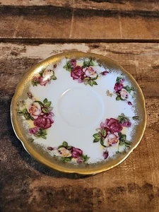 Vintage Hand Painted HAL-SEY FIFTH JAPAN FINE BONE CHINA SAUCER Rose's Gold Trim - Picture 1 of 7
