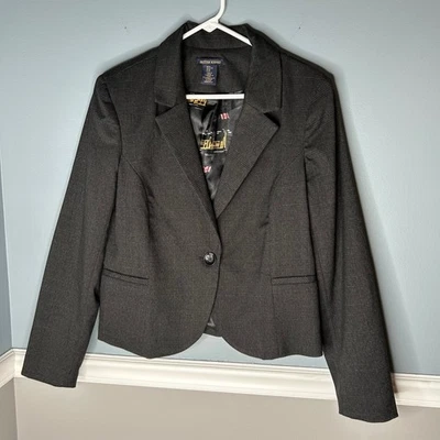 Chaqueta Blazer Para Mujer Caqui Británico Gris A Cuadros con Parches en el Codo Talla XL Foto 1 de 4