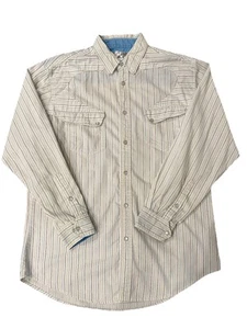 Vintage Express Rider Western Shirt Large White Cotton Pearl Snap Long Sleeves - Picture 1 of 5