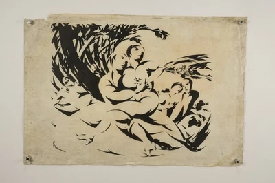 N94D59- Holzschnitt im Stil des Expressionismus undeutlich signiert R. (?) - Bild 1 von 4