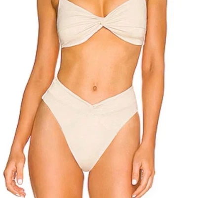 NWOT L*Space Shimmer Nancy Lee Bitsy Cut Bikini Bottom Gold Medium - Image 1 of 4