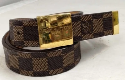 Пряжка для ремня Louis Vuitton Damier Ceinture Carre коричневое золото M6803 80/32 испанское поколение - Изображение 1 из 4
