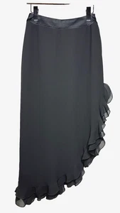 90s Whimsigoth Ruffle Fairy JS Collections Women's 4 Black Skirt Goth Witchy - Picture 1 of 7