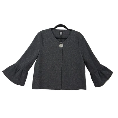 Jaqueta feminina contemporânea nova com etiquetas Bobeau Sparkly carvão manga sino 3/4 tamanho G - Imagem 1 de 4