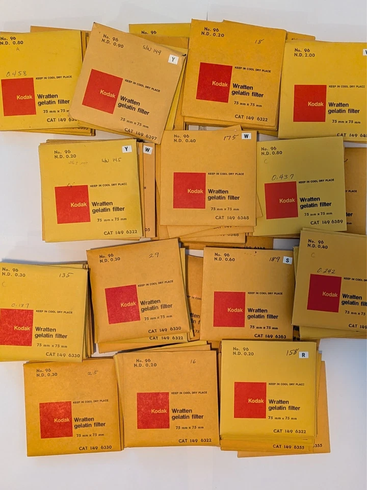 Wratten 96 Set of [.10 .20 .30 .40 .50 .60 .70 .80 .90 1.00] 75mm+ filters (10) - Image 1 of 1