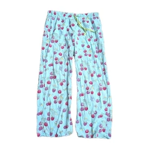 NICK & NORA Pyjamahose blau Baumwolle Himbeeren Vögel Schmetterlinge nicht mehr produziert Lg - Bild 1 von 6