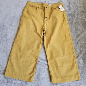 Time and Tru Crop Pants Women’s 16 Mustard Yellow Wide Leg Button Fly NWT - Imagen 1 de 8