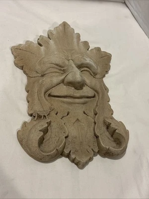 Vintage George Carruth Cement Garden Winking Smile Face Plaque 7.5"Lx10"W - Image 1 of 4