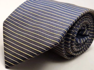 Corbata Brooks Brothers Hecha en EE. UU. 100 % Seda Marrón Azul Marino Dorado Rayas NUEVA - Imagen 1 de 5
