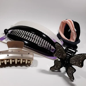 Hair Accessories Bundle Lot Of 8 Conair Banana Combs Butterfly Clips Hair Ties - Picture 1 of 15