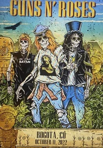 GUNS N' ROSES Bogota Concert Flyers BOTH TYPES 2022 A4-Sized Carded Repro Prints - Picture 1 of 2