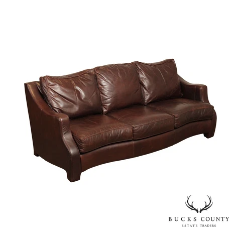 Thomasville Traditional Brown Leather Upholstered Sofa Cover