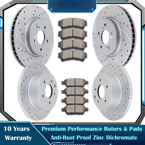 Front Rear Drilled Rotors Brake Ceramic Pads Discs for MKZ Mazda 6 Ford Fusion - Picture 1 of 8