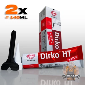 2x DIRKO HT DICHTMASSE ROT 70ml ELRING SILIKON MOTOR ÖLWANNE GETRIEBE - Bild 1 von 5