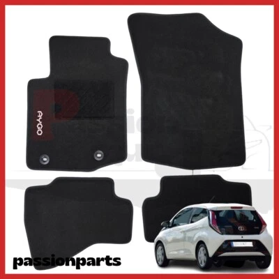 LABORATORIO PASSION PARTS TAPPETI TOYOTA AYGO DAL 2014 IN MOQUETTE CON RICAMO E 2 FISSAGGI OVALI SET 4 PZ