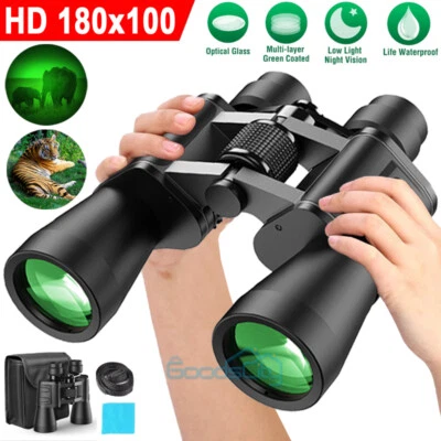 180x100 High Power Military Binoculars Day/Night Vision Waterproof Camping +Case - Image 1 of 4