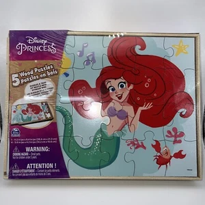 Disney Princess Jigsaw Puzzles Wood 5 Pack Sealed Storage Box Kids Collection - Picture 1 of 11
