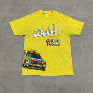 NASCAR Shirt Mens L Yellow Kyle Busch M&Ms Racing #18 MM Mars Candy Y2K - Picture 1 of 7