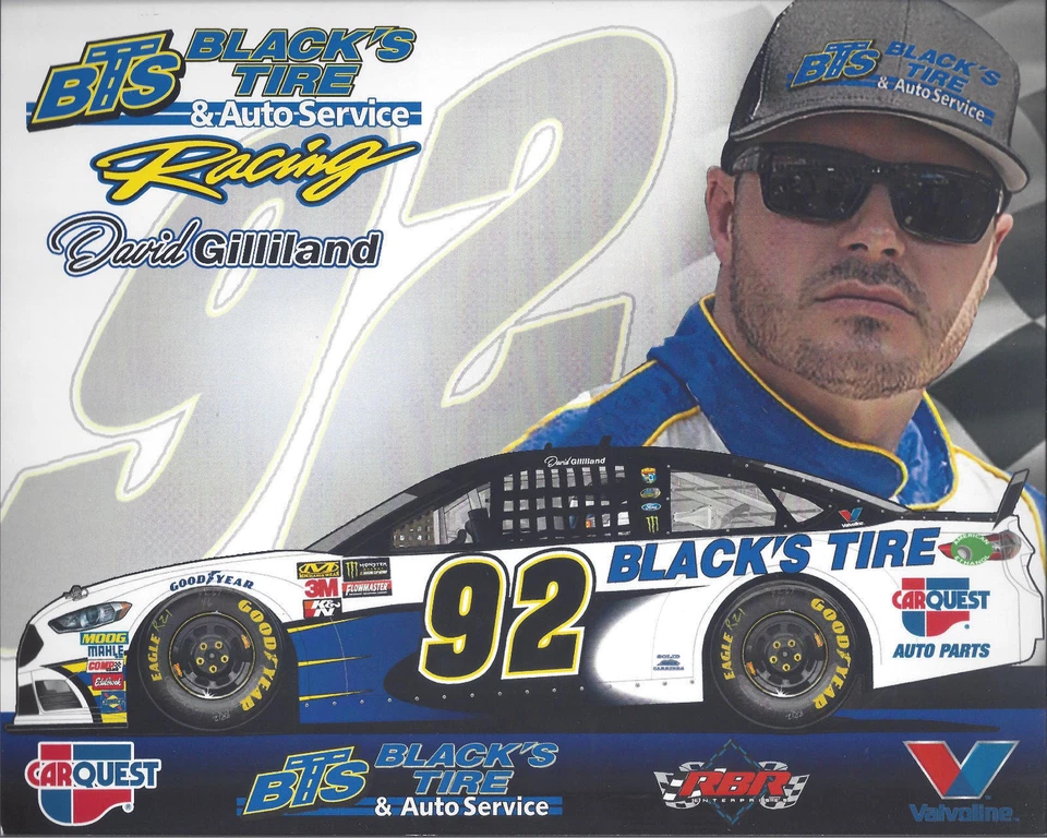 Tarjeta postal 2018 David Gilliland "Blacks Tire Racing" #92 NASCAR MONSTER ENERGY CUP Foto 1 de 1