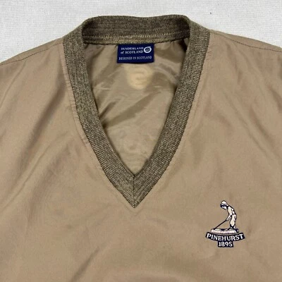 VTG Sunderland of Scotland Vest Men M Tan Windbreaker PINEHURST GOLF LAD LOGO - Image 1 of 4