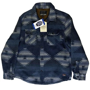 Giacca camicia Jachs NY uomo blu misto lana azteca colletto bottoni davanti taglia L - Foto 1 di 12