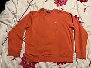Vintage 00s Nike Swoosh Logo Pullover Sweatshirt - Salmon Pink - Size S - Picture 1 of 8