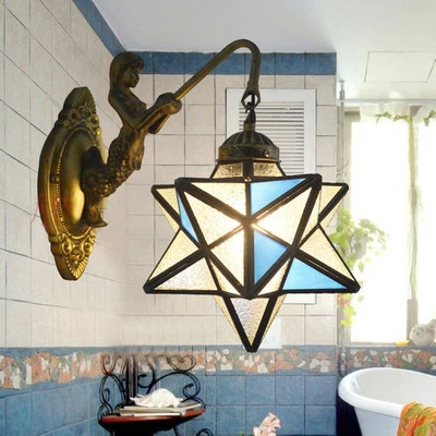 Tiffany Five-pointed star Wall Lamp Mediterranean Color Glass Mirror Front Lamp - Image 1 of 4