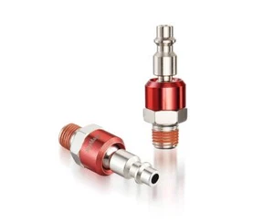 Industrial-Grade 1/4" Swivel Air Plug 2-Pack 360° Swivel Steel Red Electropho... - Picture 1 of 6