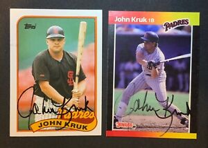 John Kruk hard signed autograph x2 Padres on card *Read*
