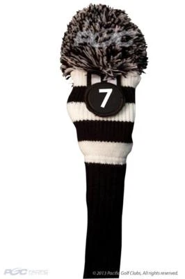 MAJEK GOLF Tour #7 Fairway Metal Wood Black White Golf Club Headcover Knit Pom Head Cover