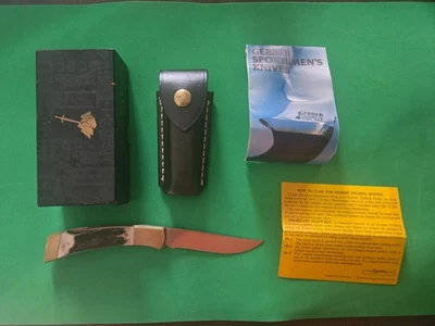 Cuchillo plegable GERBER DE COLECCIÓN Sportsman II mango de ciervo funda caja instrucciones COMO NUEVO Foto 1 de 4