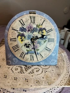 Vintage Decorative Battery Operated Clock by Revelations Pansy Bouquet Works! - Picture 1 of 6