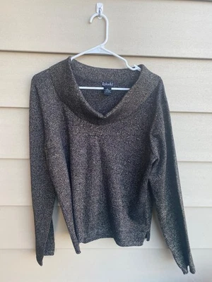 Suéter Rafaella XL Negro Manga Larga Pullover Elástico Tejido Capucha Cuello Foto 1 de 4