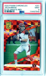Joe Burrow Elite Update Red/399 2020 Panini Chronicles Bengals RC #201 PSA 9 - Imagen 1 de 2