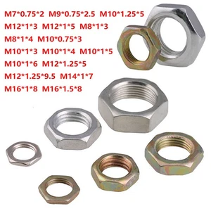 5-50 Pcs M7 M8 M9 M10 M12 M14 M16 Hexagon Half/Lock/Thin Nuts Fine Pitch Thread - Picture 1 of 5