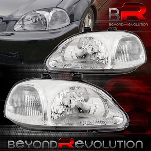 For 1996-1998 Civic Chrome Headlights Clear Corner Signal Bumper Lamps Assembly - Bild 1 von 4