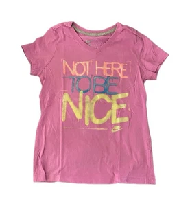 Nike Big Girls Pink Graphic Short Sleeve Tshirt Size Medium - Picture 1 of 2